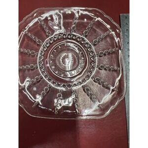 Vintage Federal Glass 6" Plate Columbia Pattern Atomic Pearl Blast